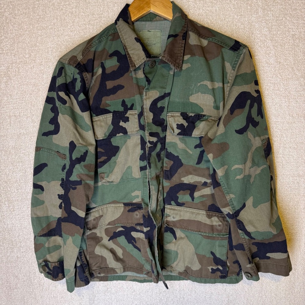 Vintage US Military Woodland Camo BDU Field Jacket Coat 4 Pocket Army USA